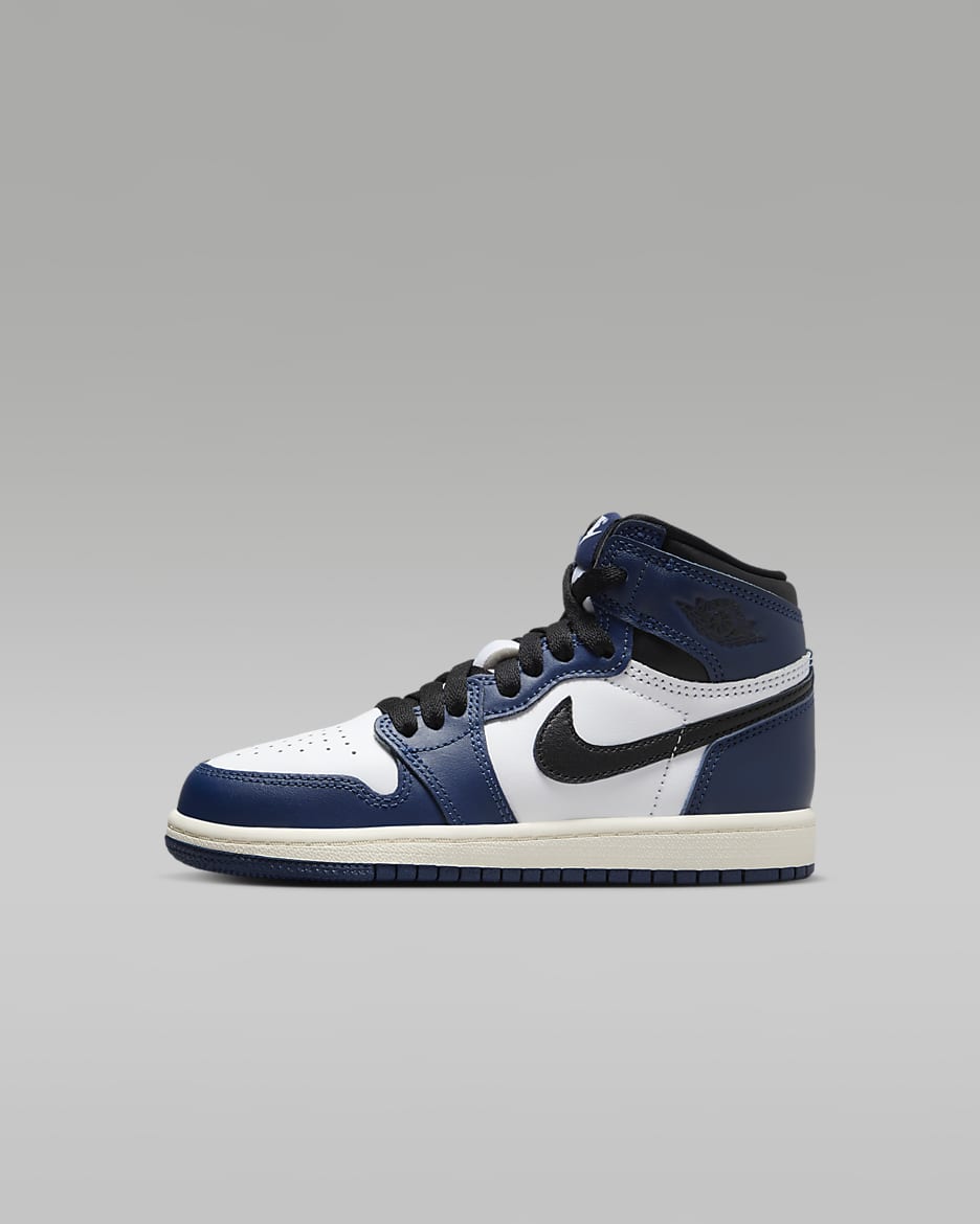 Tenis para ninos de preescolar Jordan 1 Retro High OG Azul marino medianoche Nike